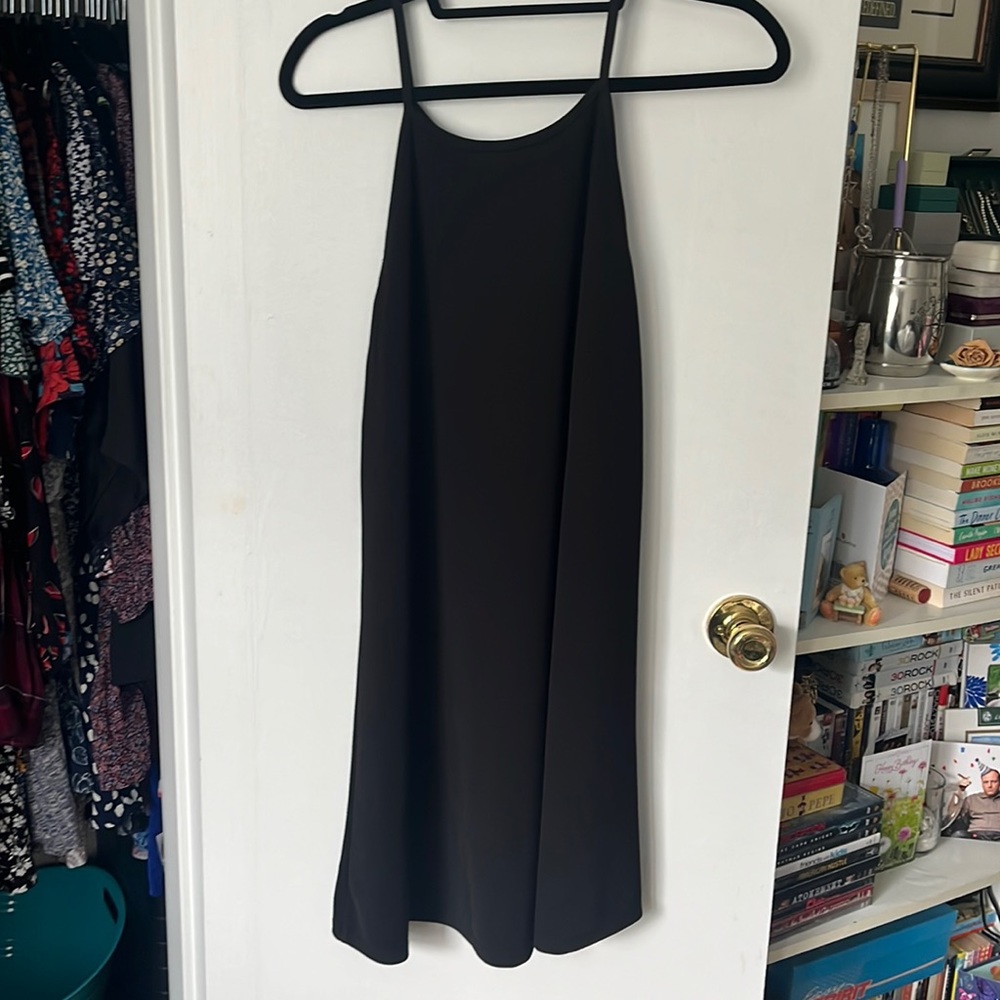 Sleeveless high neck mini shift dress